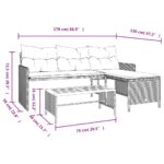 Canapé de jardin avec table et coussins en forme de L noir – Image 8