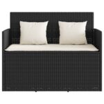 Banc de jardin avec coussins noir résine tressée – Image 2