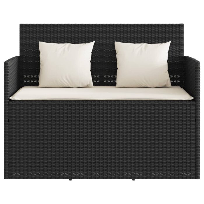 Banc de jardin avec coussins noir résine tressée – Image 2