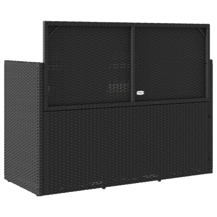 Banc de jardin avec coussins noir résine tressée – Image 4