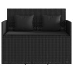 Banc de jardin avec coussins noir résine tressée – Image 2