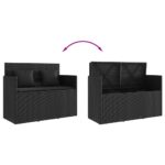 Banc de jardin avec coussins noir résine tressée – Image 5