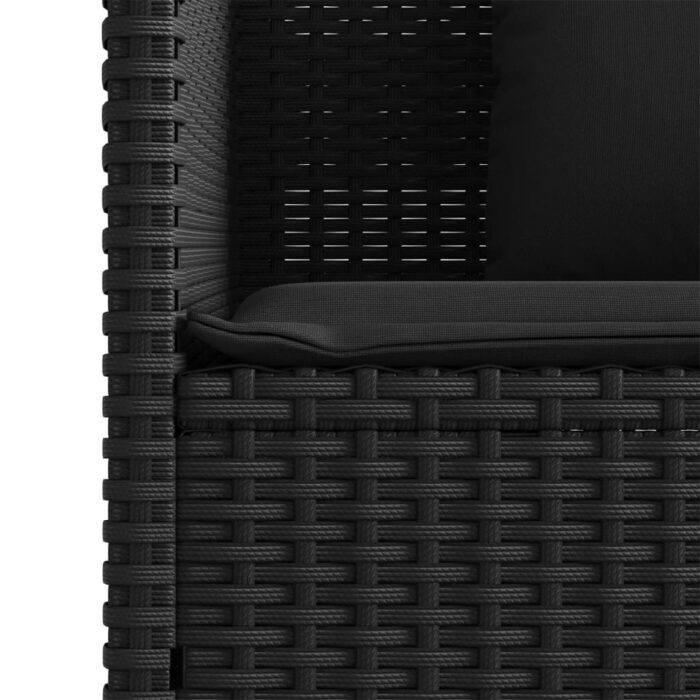 Banc de jardin avec coussins noir résine tressée – Image 8
