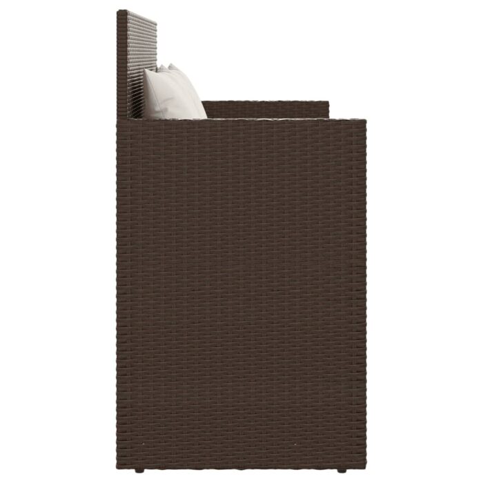 Banc de jardin avec coussins marron résine tressée – Image 3