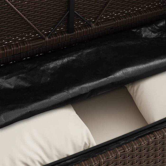 Banc de jardin avec coussins marron résine tressée – Image 7