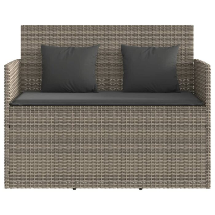 Banc de jardin avec coussins gris résine tressée – Image 2