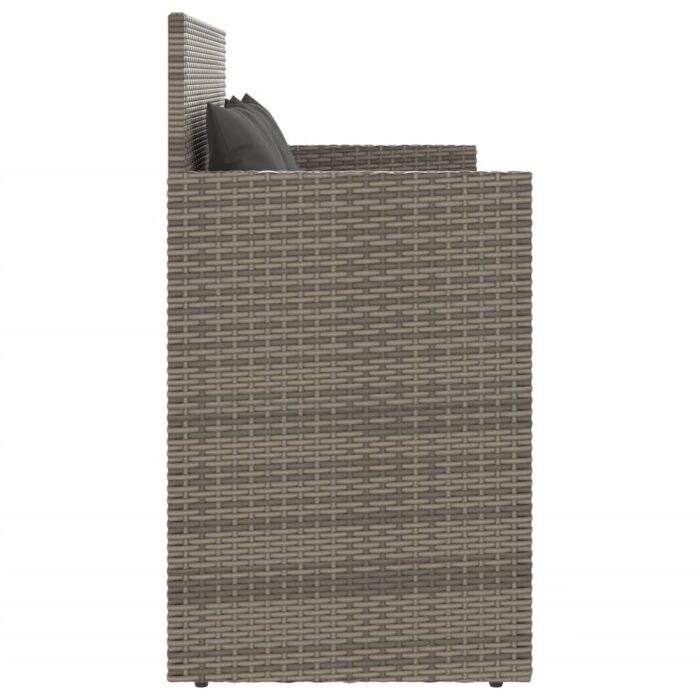 Banc de jardin avec coussins gris résine tressée – Image 3