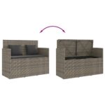 Banc de jardin avec coussins gris résine tressée – Image 5