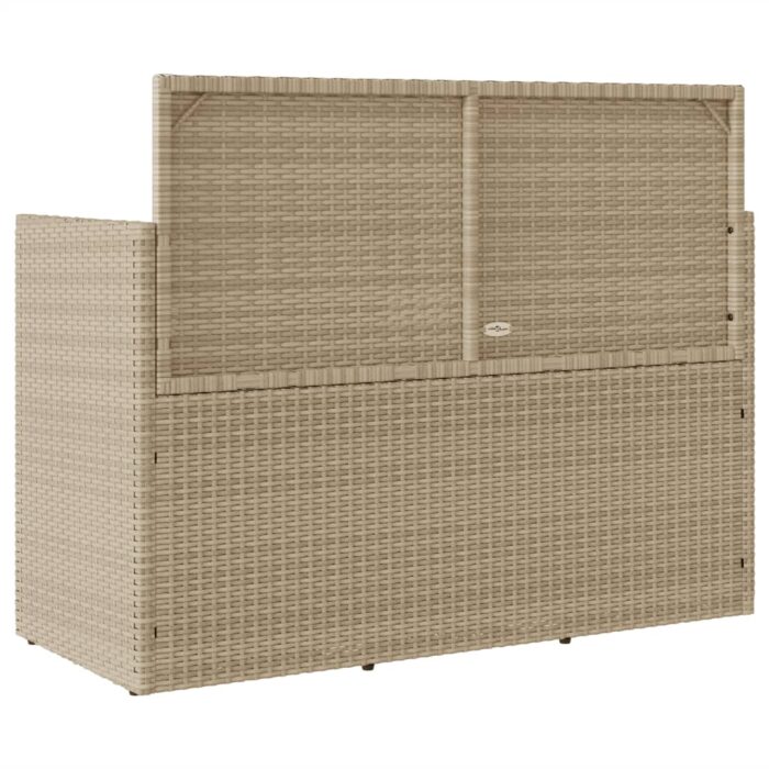 Banc de jardin avec coussins beige résine tressée – Image 4