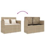 Banc de jardin avec coussins beige résine tressée – Image 5