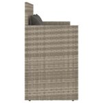 Banc de jardin avec coussins gris clair résine tressée – Image 3