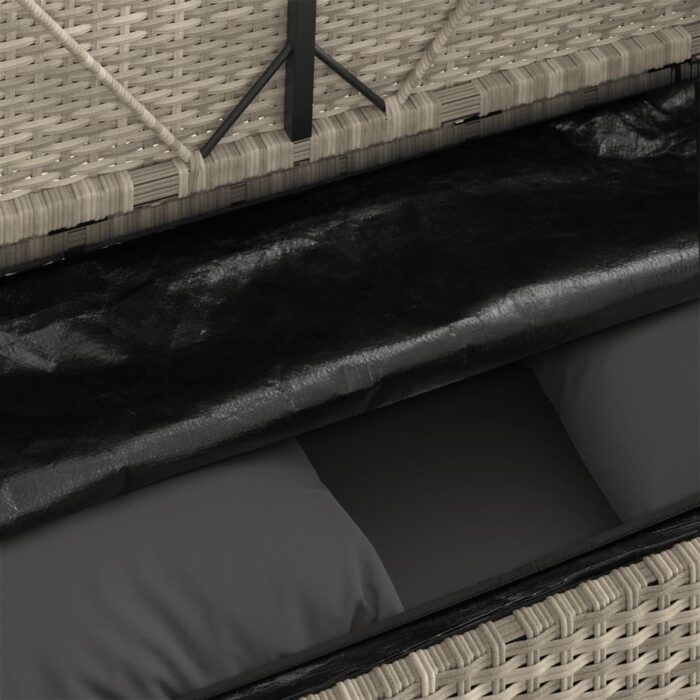 Banc de jardin avec coussins gris clair résine tressée – Image 7