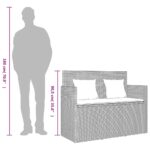 Banc de jardin avec coussins gris clair résine tressée – Image 9