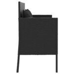 Banc de jardin avec coussins noir résine tressée – Image 3