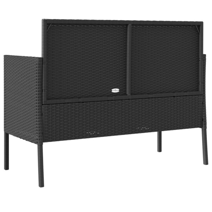 Banc de jardin avec coussins noir résine tressée – Image 4