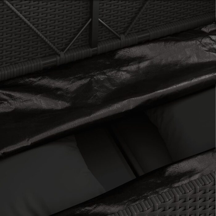 Banc de jardin avec coussins noir résine tressée – Image 7