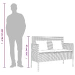 Banc de jardin avec coussins noir résine tressée – Image 9