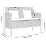Banc de jardin avec coussins marron résine tressée – Image 10