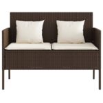 Banc de jardin avec coussins marron résine tressée – Image 2