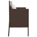 Banc de jardin avec coussins marron résine tressée – Image 3