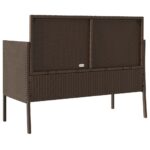 Banc de jardin avec coussins marron résine tressée – Image 4