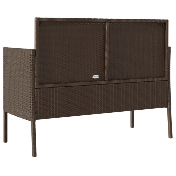 Banc de jardin avec coussins marron résine tressée – Image 4