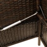 Banc de jardin avec coussins marron résine tressée – Image 6