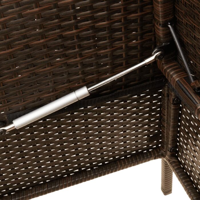 Banc de jardin avec coussins marron résine tressée – Image 6
