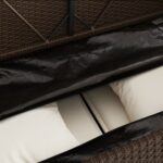 Banc de jardin avec coussins marron résine tressée – Image 7