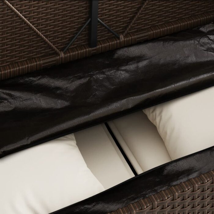 Banc de jardin avec coussins marron résine tressée – Image 7