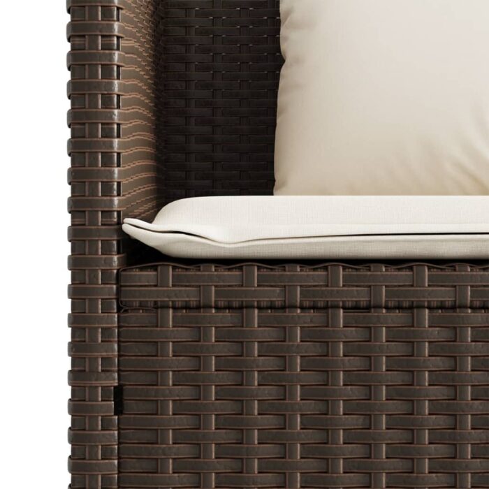 Banc de jardin avec coussins marron résine tressée – Image 8