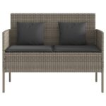 Banc de jardin avec coussins gris résine tressée – Image 2