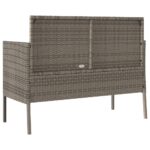 Banc de jardin avec coussins gris résine tressée – Image 4