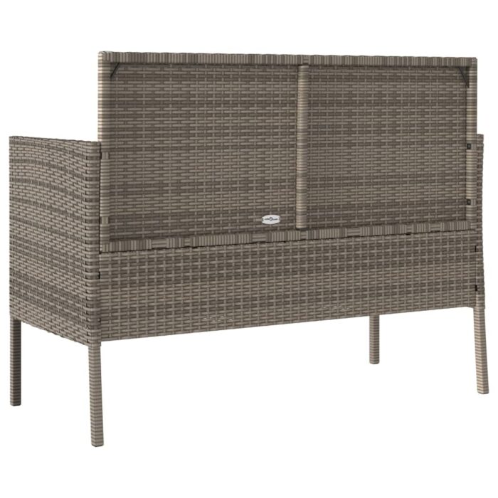 Banc de jardin avec coussins gris résine tressée – Image 4