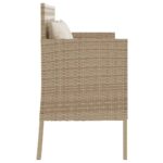 Banc de jardin avec coussins beige résine tressée – Image 3