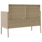 Banc de jardin avec coussins beige résine tressée – Image 4