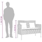 Banc de jardin avec coussins beige résine tressée – Image 9