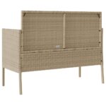 Banc de jardin avec coussins beige résine tressée – Image 4