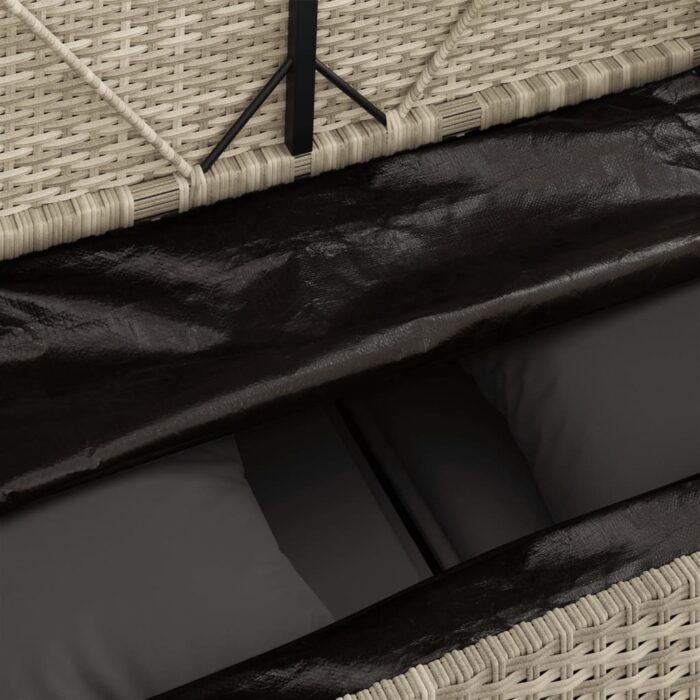 Banc de jardin avec coussins gris clair résine tressée – Image 7