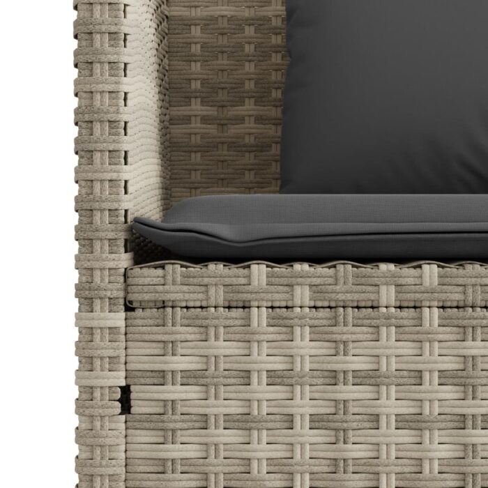 Banc de jardin avec coussins gris clair résine tressée – Image 8