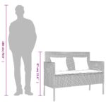 Banc de jardin avec coussins gris clair résine tressée – Image 9