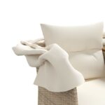 Canapé de jardin 2 places avec auvent et tabourets beige rotin – Image 7