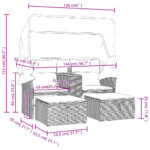 Canapé de jardin 2 places avec auvent et tabourets beige rotin – Image 9