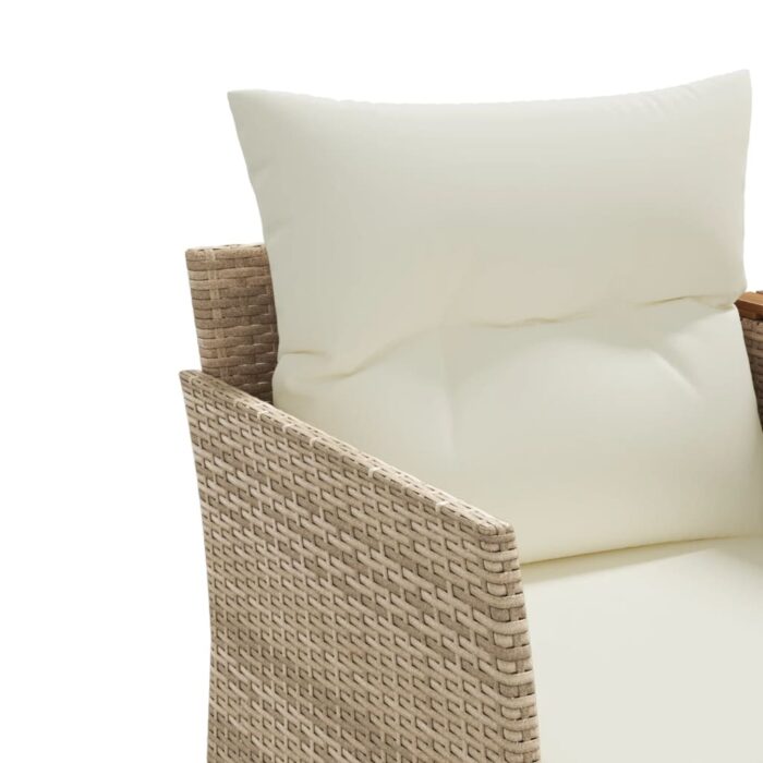 Canapé de jardin 2 places avec tabourets beige résine tressée – Image 6