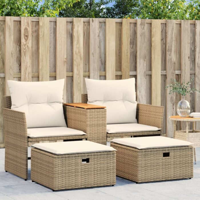 VXL8721012309777_m_en_hd_1.jpg Canapé de jardin 2 places avec tabourets beige résine tressée – Image 1