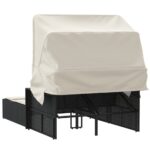 Chaise longue double et auvent et coussins noir résine tressée – Image 4