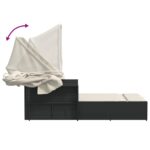 Chaise longue double et auvent et coussins noir résine tressée – Image 7