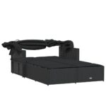 Chaise longue double et auvent et coussins noir résine tressée – Image 5