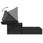 Chaise longue double et auvent et coussins noir résine tressée – Image 7