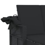 Chaise longue double et auvent et coussins noir résine tressée – Image 8